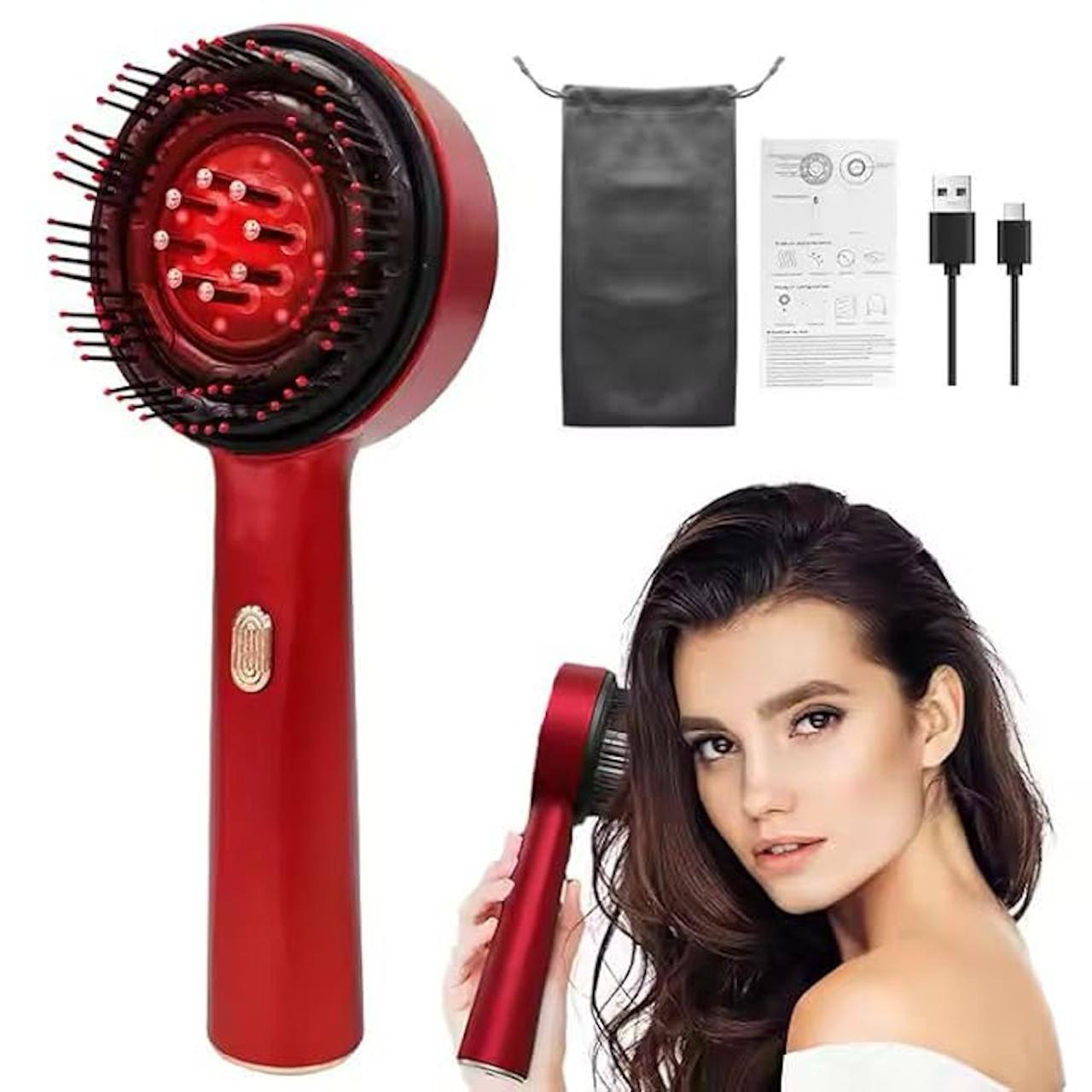 3-in-1 Electric Scalp Massager with Oil Applicator & Light Therapy