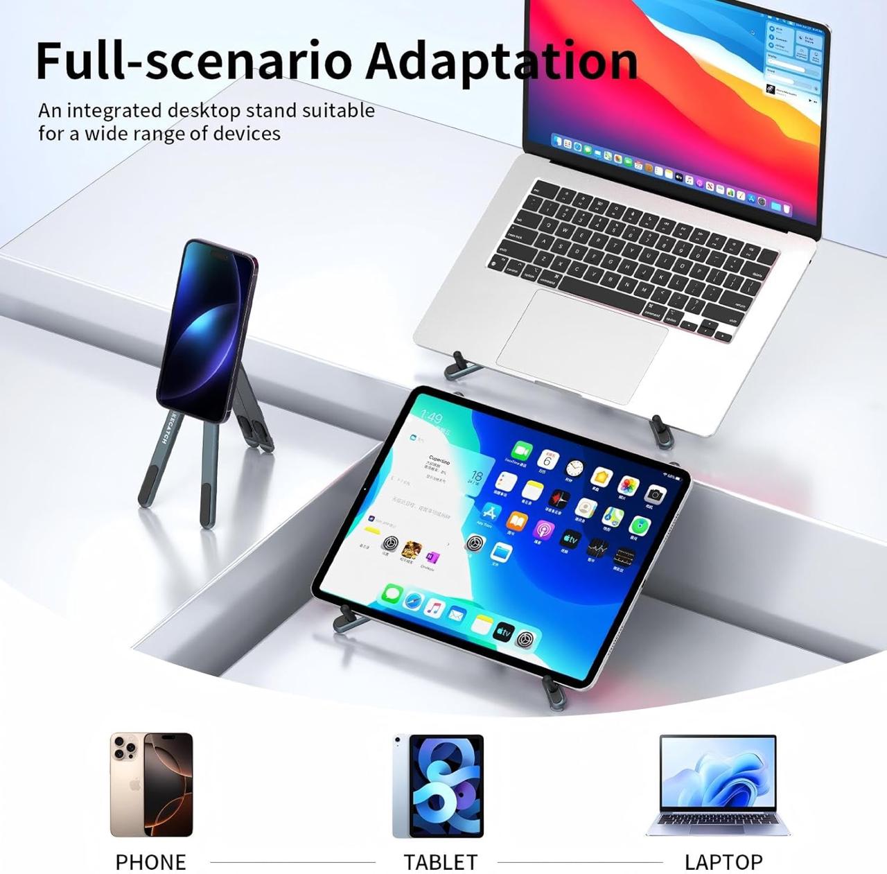 Ultimate 3-in-1 Magnetic Aluminum Foldable Laptop & Phone Stand