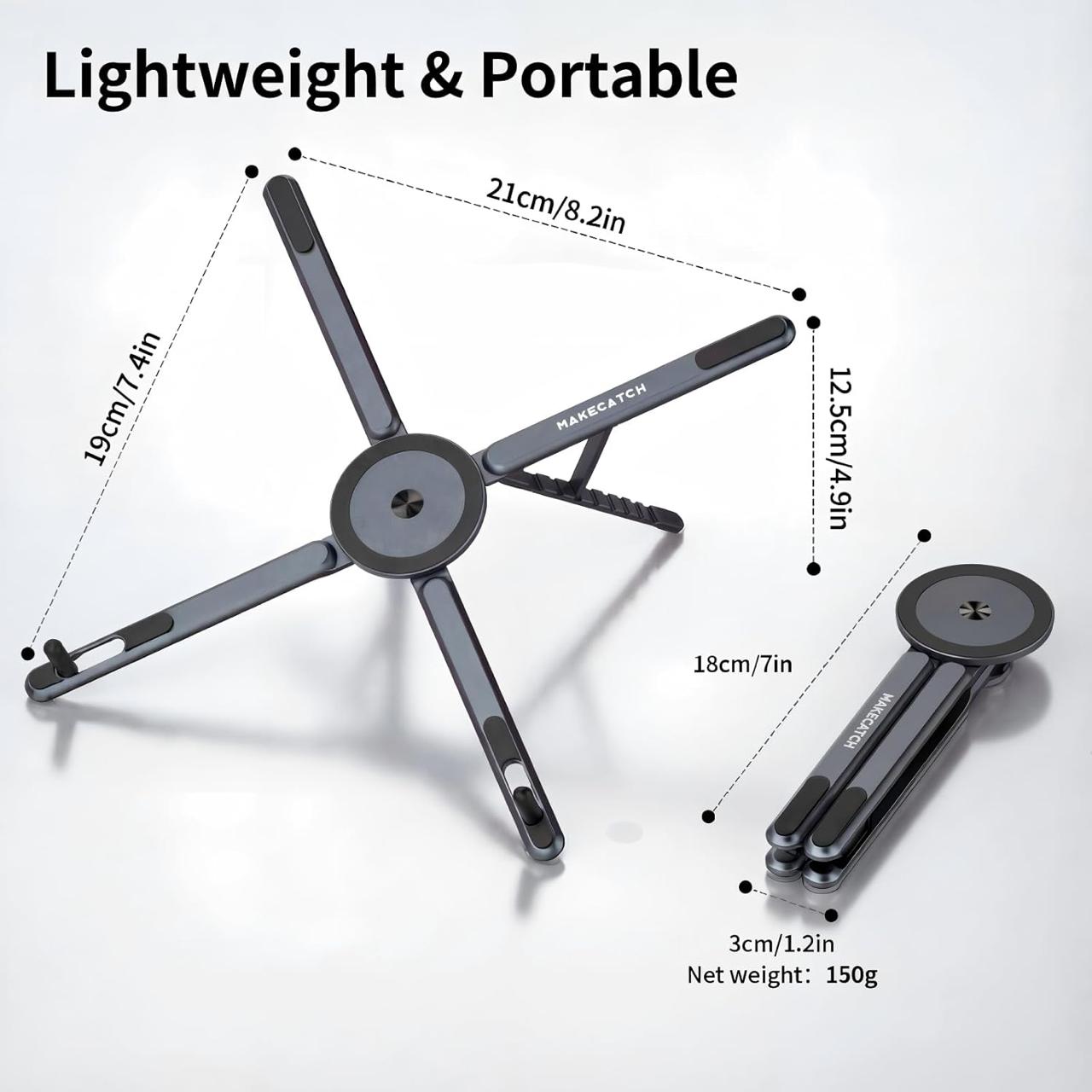 Ultimate 3-in-1 Magnetic Aluminum Foldable Laptop & Phone Stand