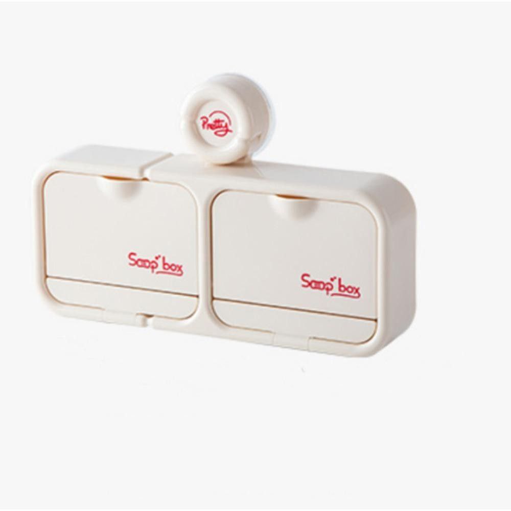 Stylish Wall-Mounted Double Soap Box with Drain & Dustproof Lids