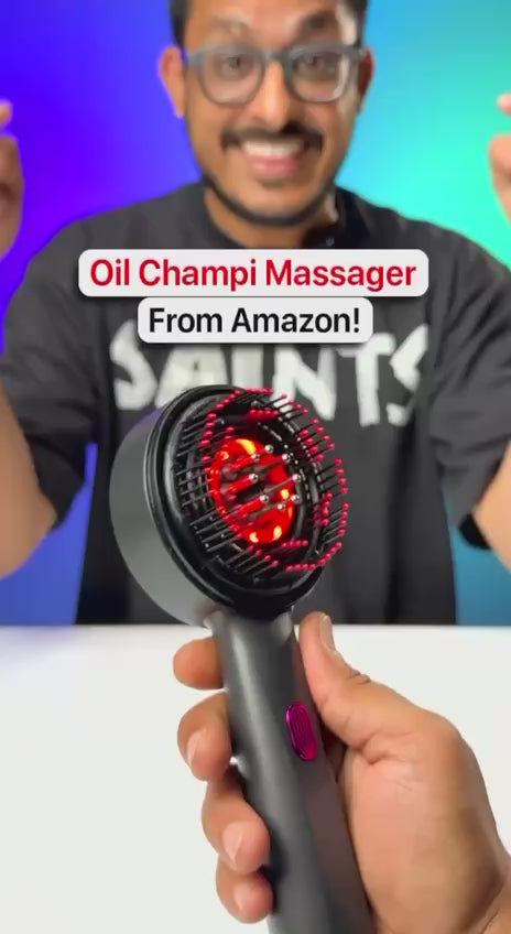 3-in-1 Electric Scalp Massager with Oil Applicator & Light Therapy