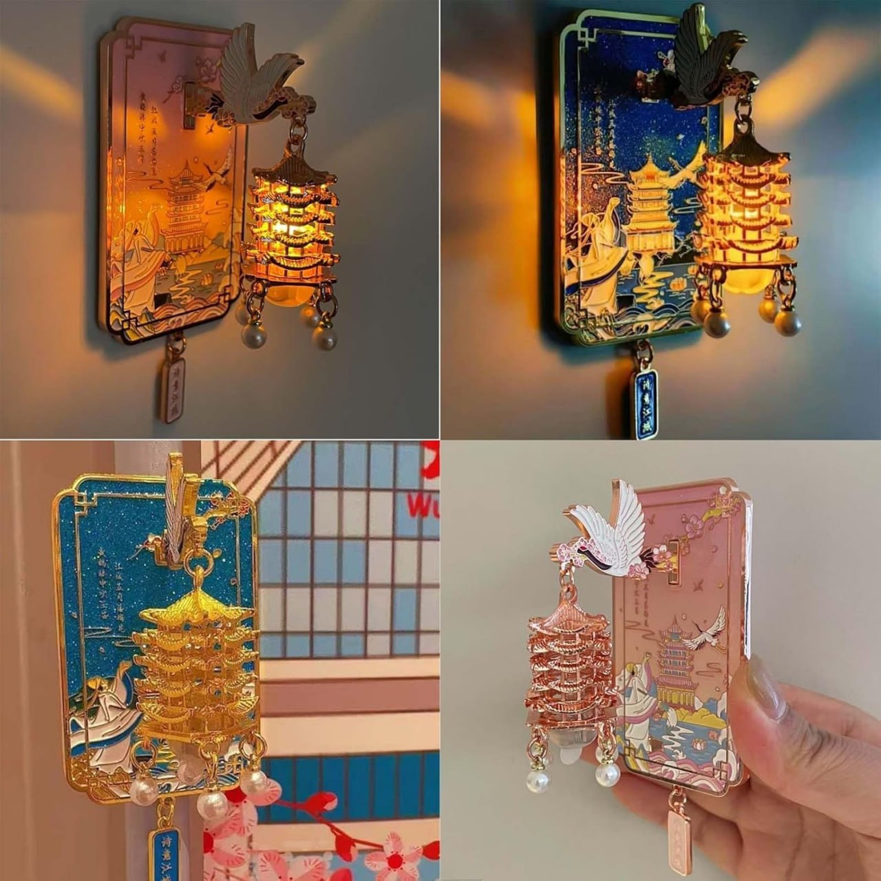3D Luminous Metal Lantern Fridge Magnet | LED Decorative Sticker