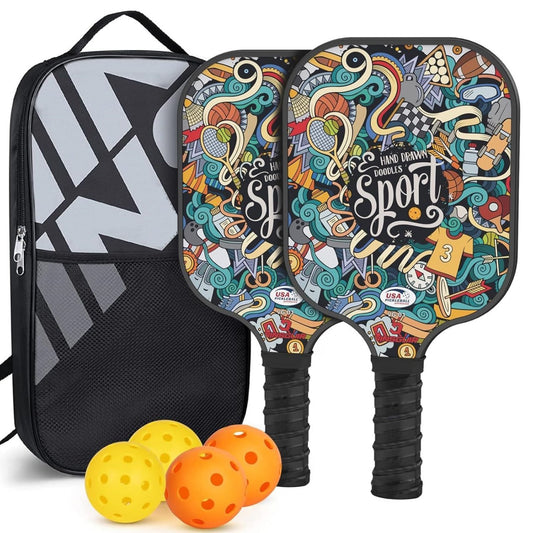 Premium Graphite Pickleball Paddle Set (2 Rackets, 4 Balls & Bag)