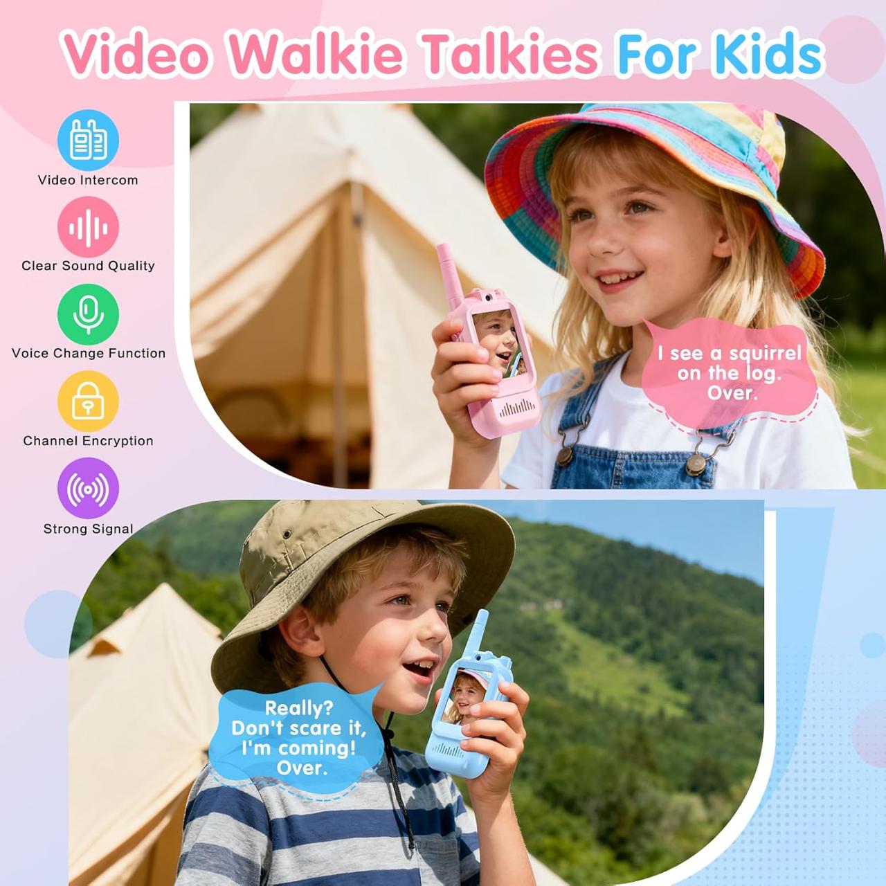 Premium 2-Pack Kids Video Walkie Talkie Set with Camera