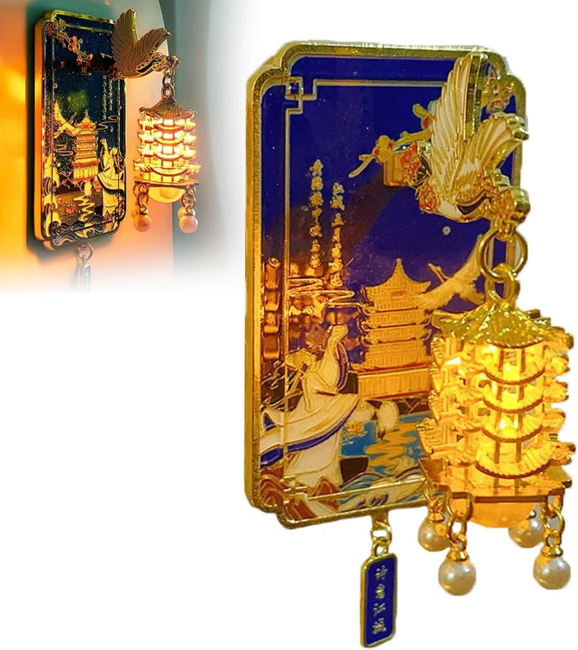 3D Luminous Metal Lantern Fridge Magnet | LED Decorative Sticker