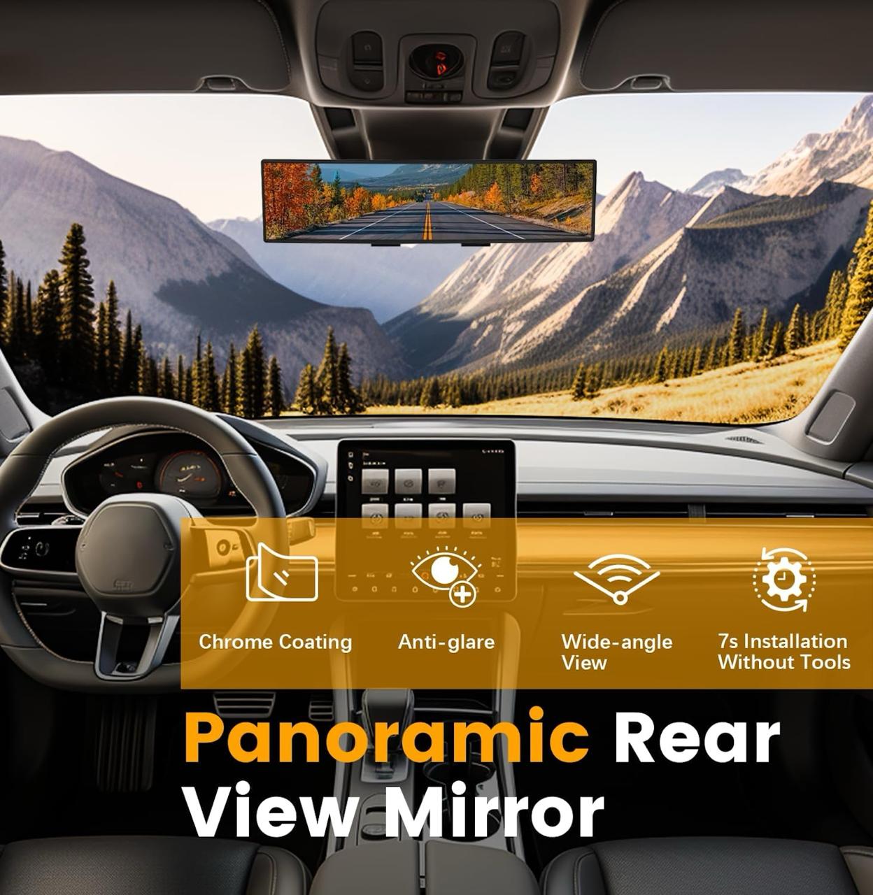 Car Panoramic Rear Mirror – Wide Angle Rearview Extender