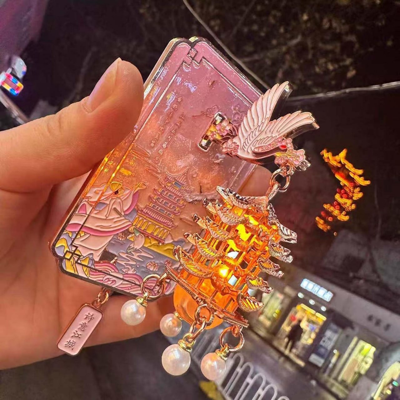 3D Luminous Metal Lantern Fridge Magnet | LED Decorative Sticker